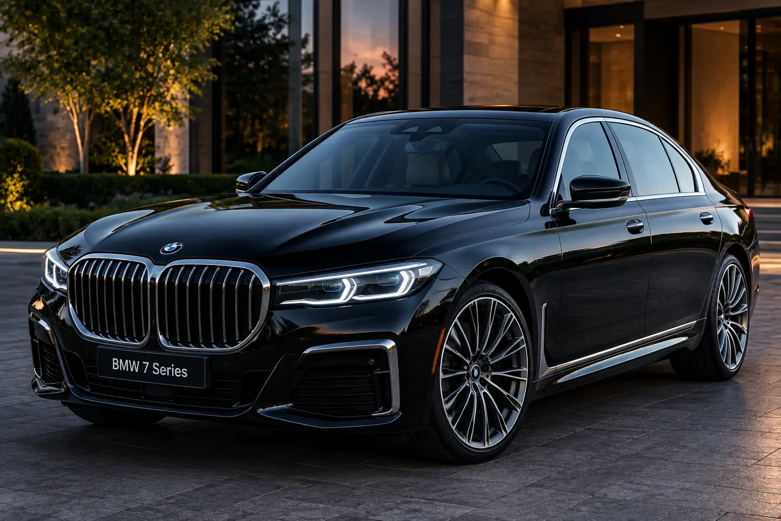 Black BMW 7 Series premium sedan
