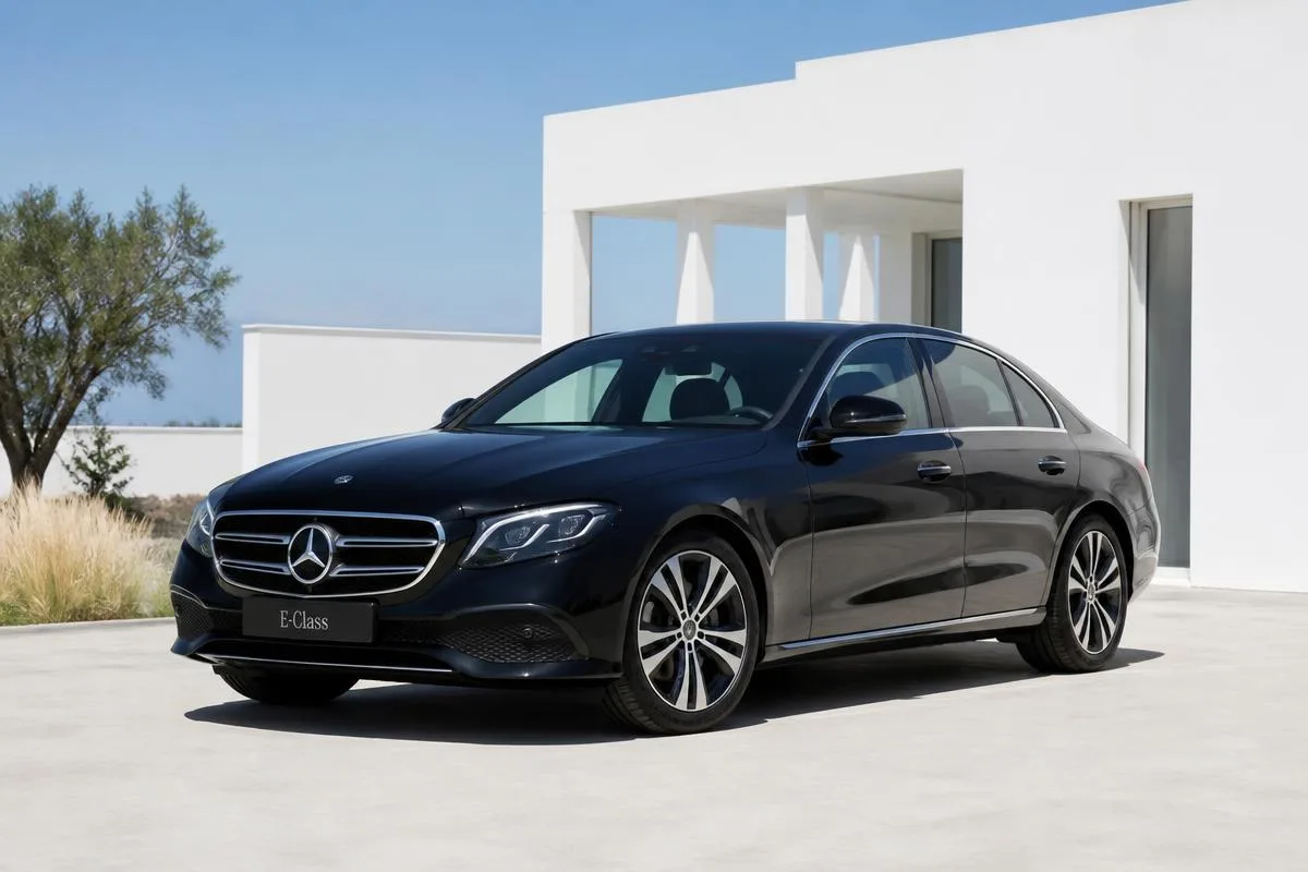 Black Mercedes-Benz E-Class executive sedan